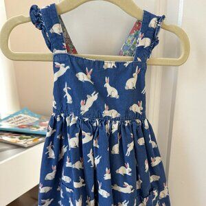 Baby Boden Blue Cord Bunny Dress Sz 12-18 mo